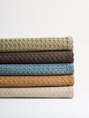 Beehive | Cotton Bamboo | Waffle | XL Bath Towel | Moss