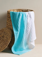 Dip Dye | Cotton | Waffle | Bath Towel | White aqua