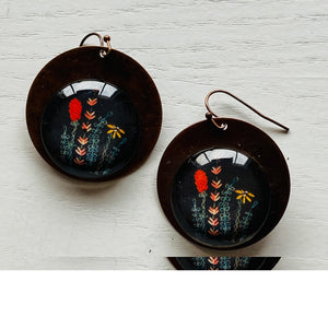 Round Copper Earrings with Glass - Kumaon