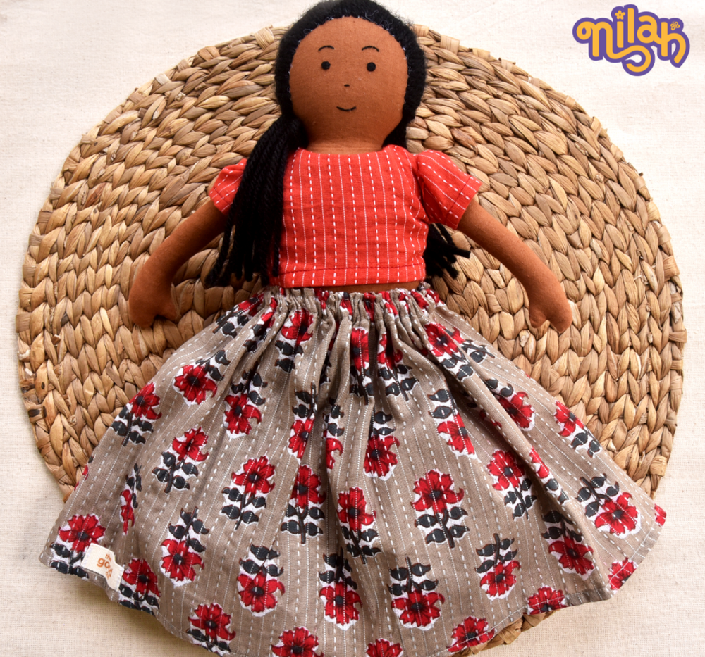 Single Doll - Malai - Nilah's Elder Sister in Classic Grey, Warm, Cotton Fabric Toy