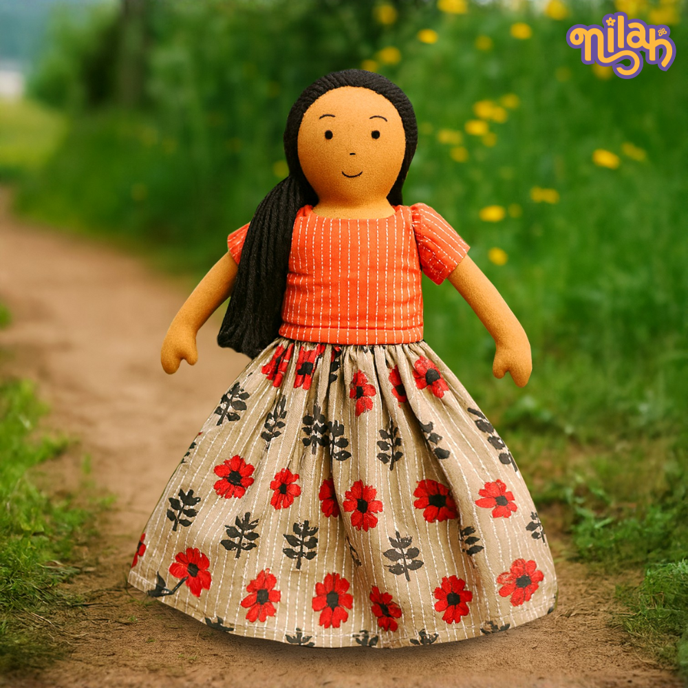 Single Doll - Malai - Nilah's Elder Sister in Classic Grey, Warm, Cotton Fabric Toy