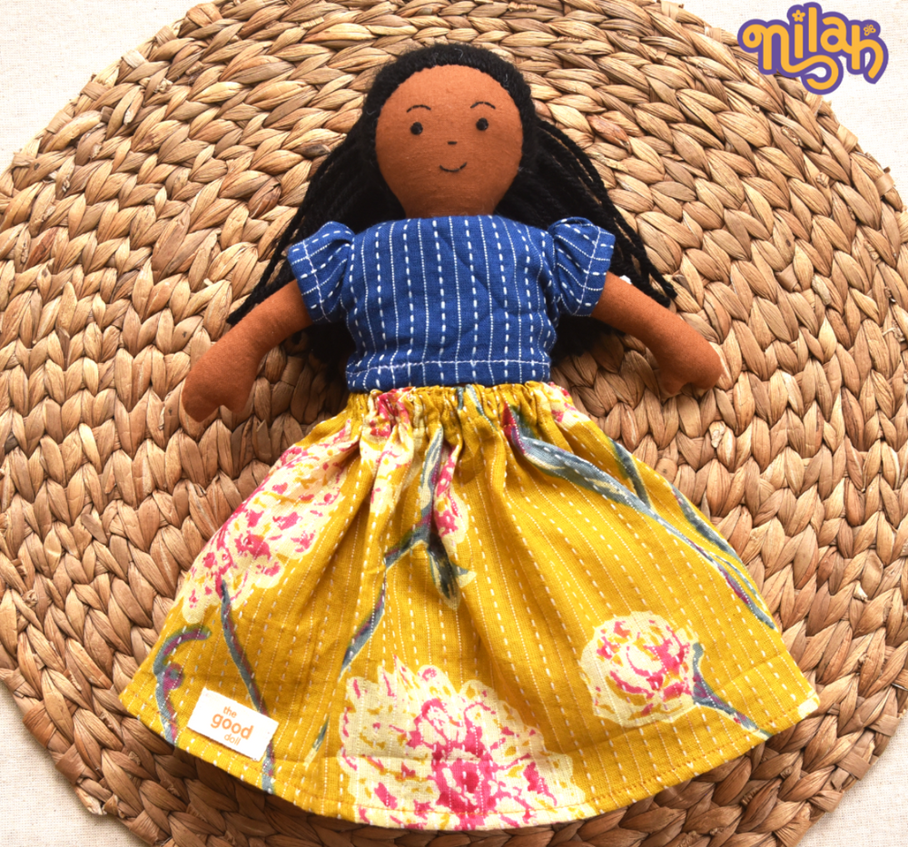 Single Doll - Malar - Nilah's Younger Sister in Classic Yellow, Warm, Cotton Fabric Toy