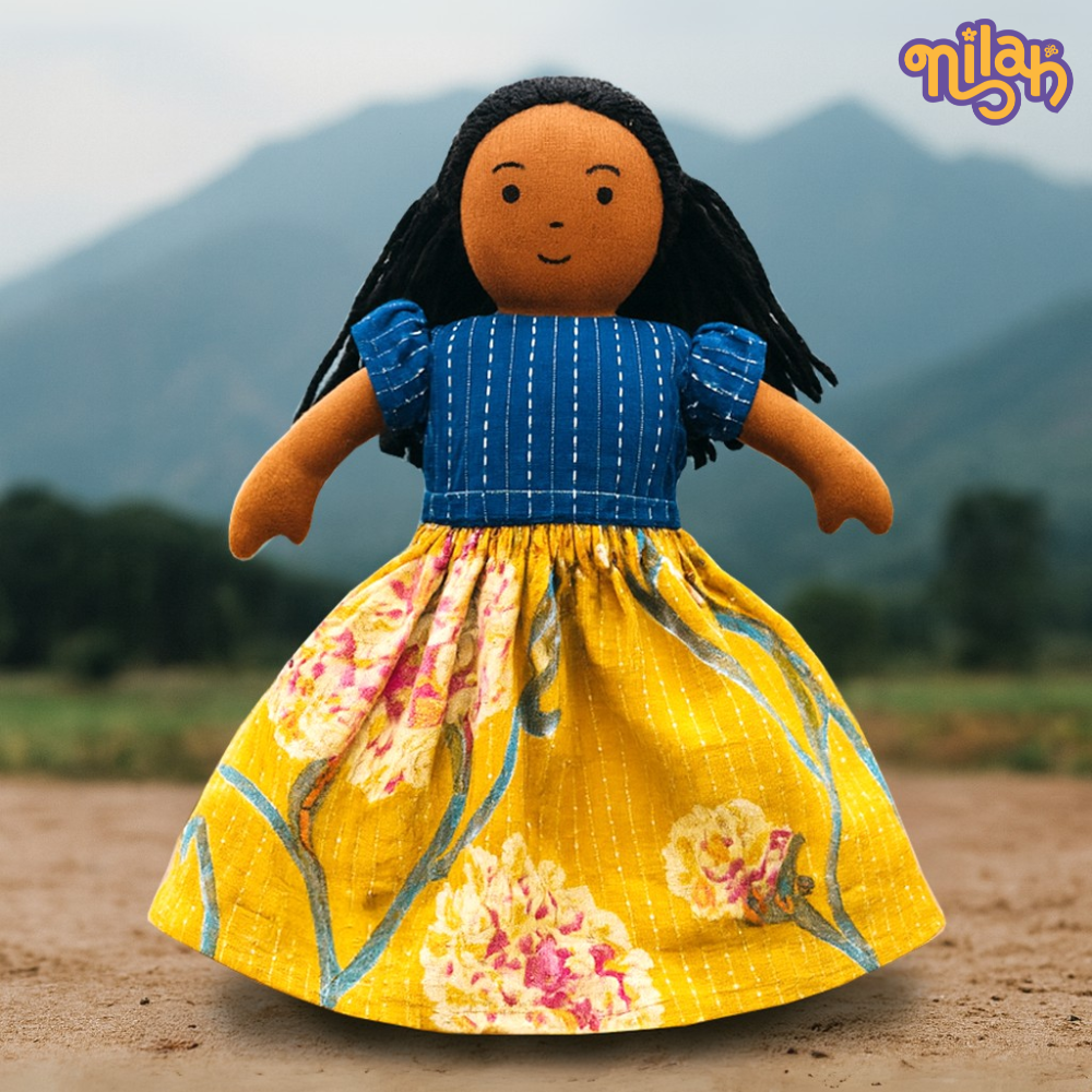 Single Doll - Malar - Nilah's Younger Sister in Classic Yellow, Warm, Cotton Fabric Toy
