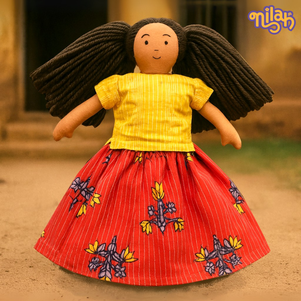 Single Doll - Mira- Nilah's Younger Sister in Classic Red , Warm, Cotton Fabric Toy