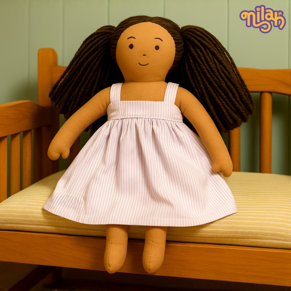 Single Doll - Mira- Nilah's Younger Sister in Baby Doll Dress, Warm, Cotton Fabric Toy