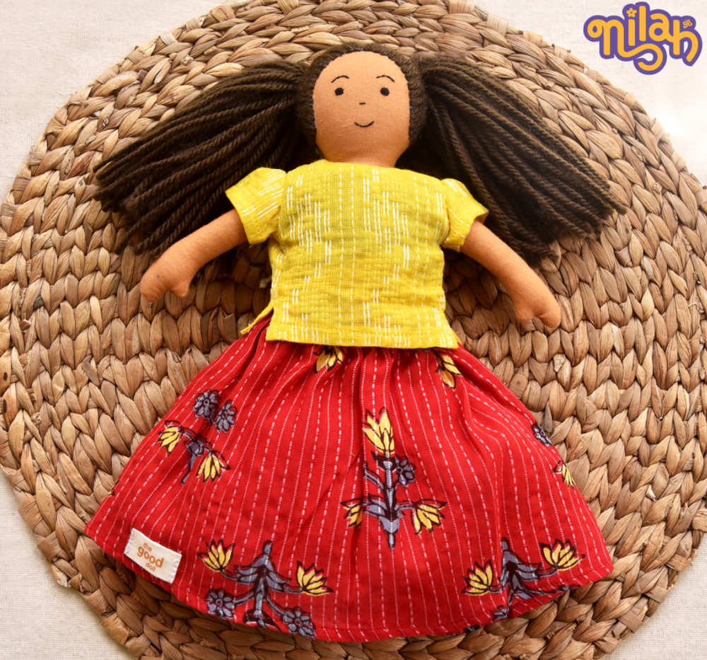 Single Doll - Mira- Nilah's Younger Sister in Classic Red , Warm, Cotton Fabric Toy