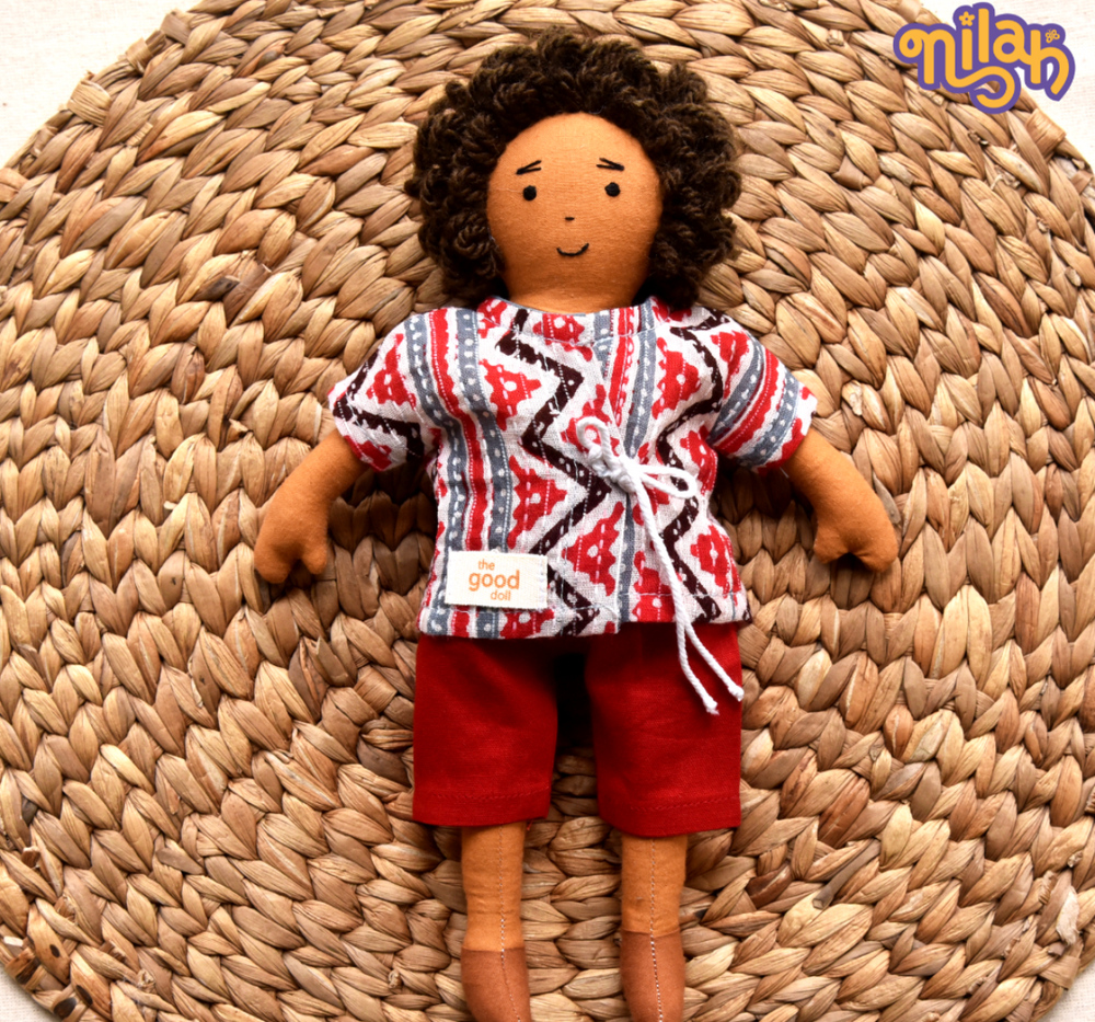 Single Doll - Raagu - Nilah's Younger Brother in Red Shirt, Warm, Cotton Fabric Toy