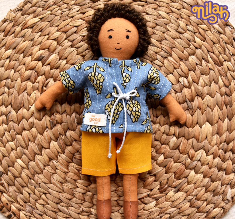 Single Doll - Raagu - Nilah's Younger Brother in Blue Shirt, Warm, Cotton Fabric Toy