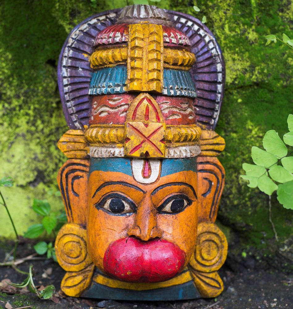 
                
                    Load image into Gallery viewer, Handcrafted Wooden Hanuman Mask
                
            