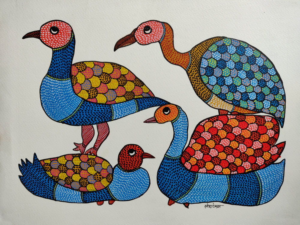 
                
                    Load image into Gallery viewer, GOND : Four Birds
                
            