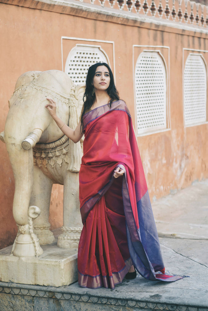 Dolly Jain's Grey Handloom Banarasi Cotton Saree – madhurya.com