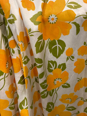 Cosmos - Yellow and Spring Green on Satin Cotton