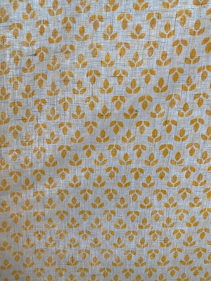 Trefoil Yellow on Off White Linen