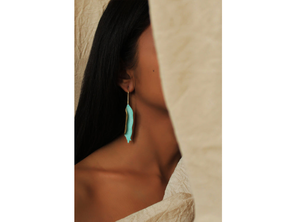 Foldleaves Teal Earrings