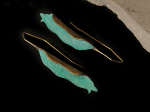 Foldleaves Teal Earrings