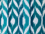 Ribbon Ikkat - Aqua Teal on White Cross