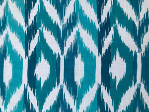 
                
                    Load image into Gallery viewer, Ribbon Ikkat - Aqua Teal on White Cross
                
            