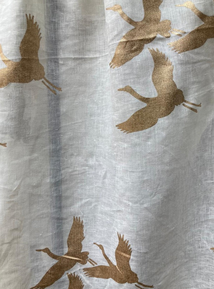 Storks - Gold on Off White Linen