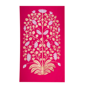 
                
                    Load image into Gallery viewer, Lotus Tree of Life Panel - Gold and White on Magenta
                
            
