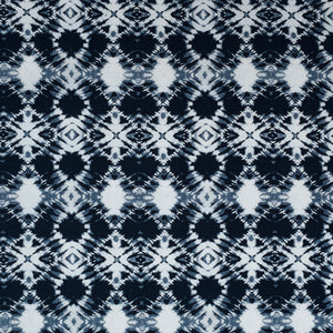 Batik with Border Navy Blue on White