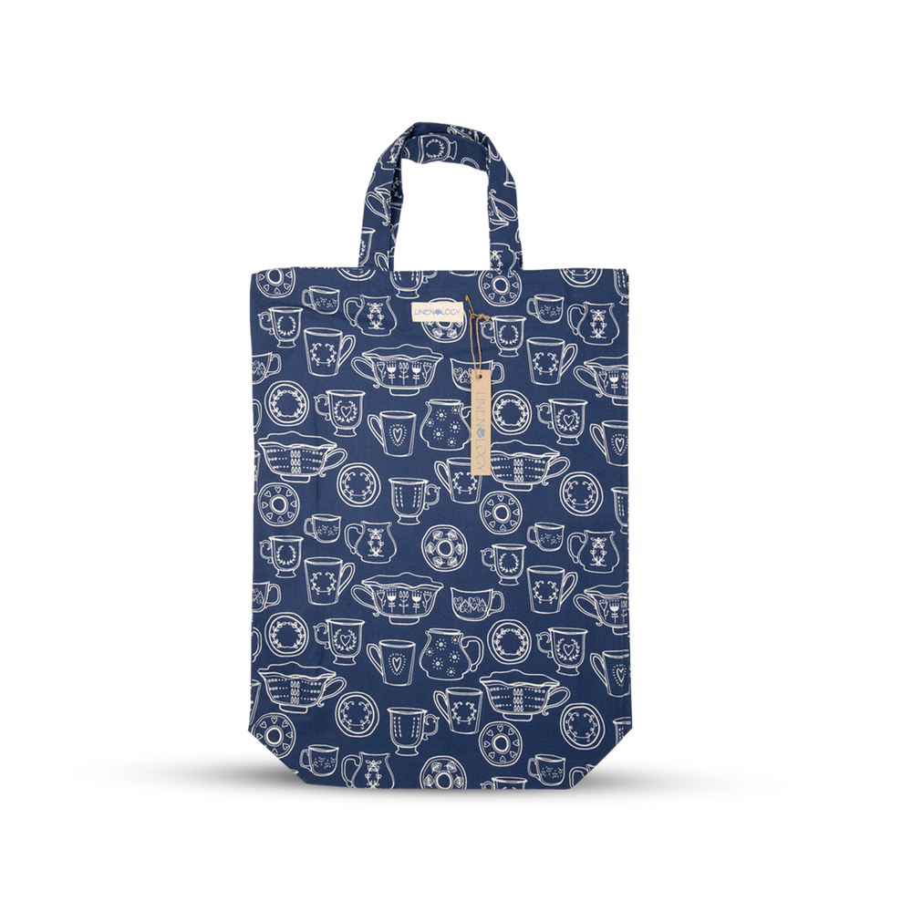 Shopping Bag - Cup & Saucer - Navy