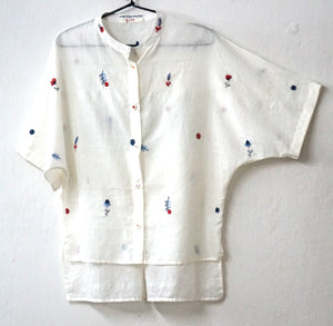 Barnita Kimono Shirt - hand embroidered on handwoven muslin