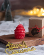 Mini Pinecone Candle - Red