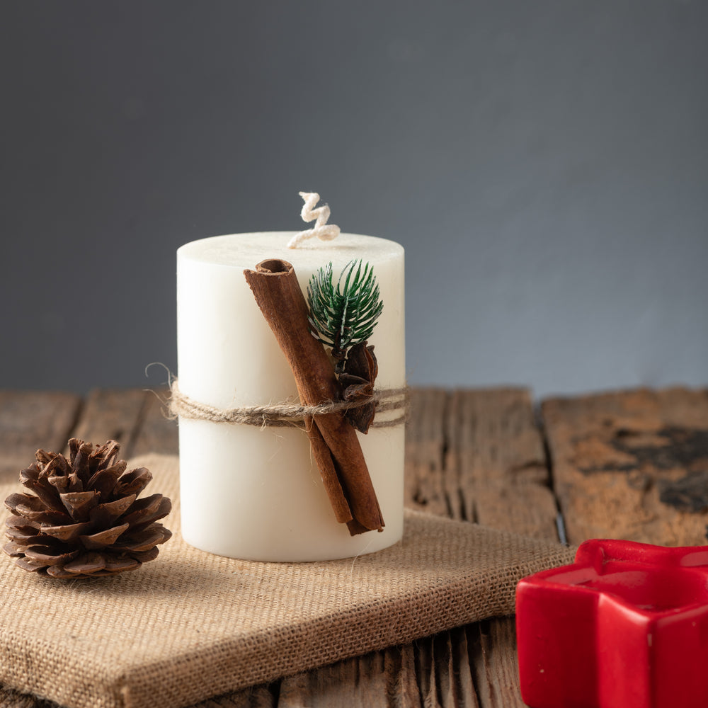 White Pillar with Cinnamon & Star Tied