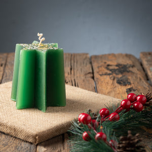 Green & Gold Star Candle