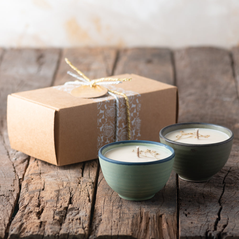 
                
                    Load image into Gallery viewer, Handcrafted Ceramic Candles (Set Of 2)
                
            