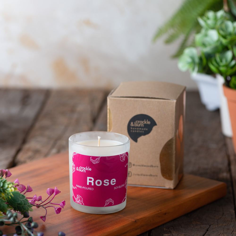 Rose Frosted Glass Candle