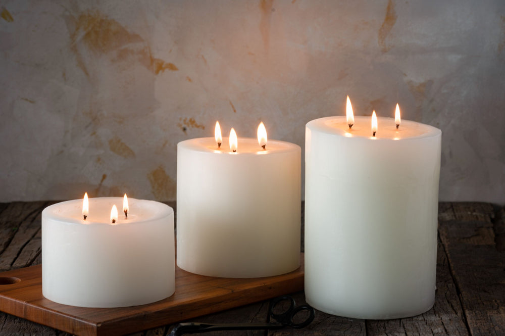 Set Of 3 Classic White Triple-Wick Candles