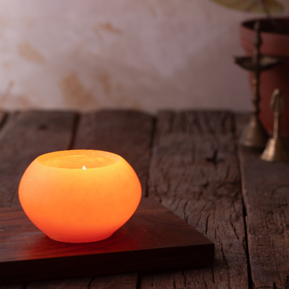 Orange Bowl Candle with tea-light
