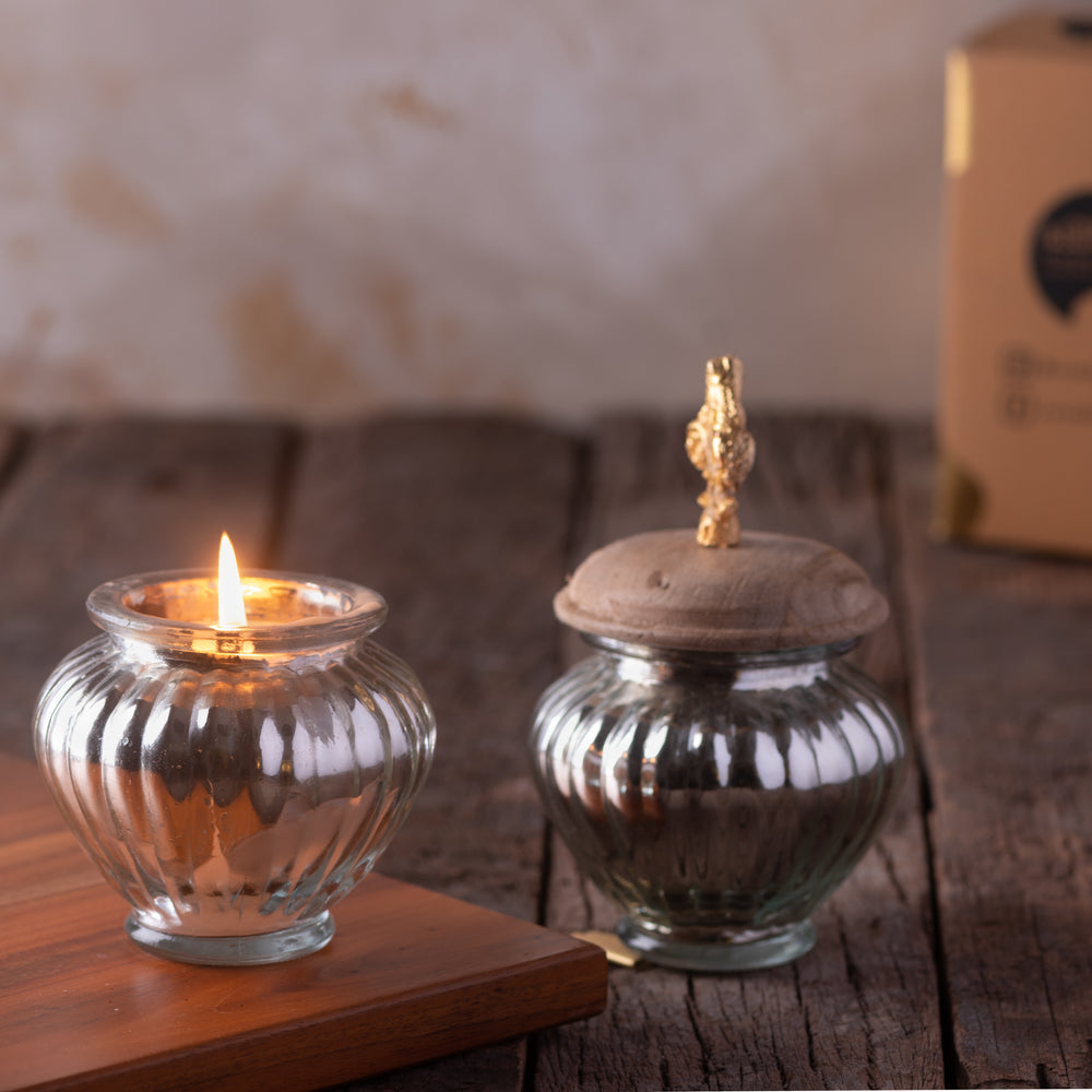 Bourbon Scented Silver Urn Candle