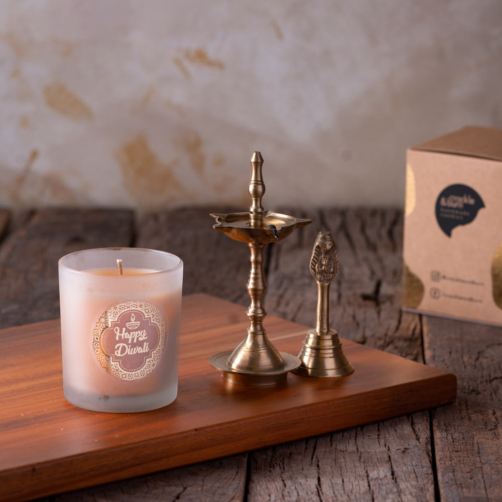 Happy Diwali Frosted Glass Candle