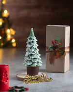 Frosted Green Christmas Tree Candle - Tall