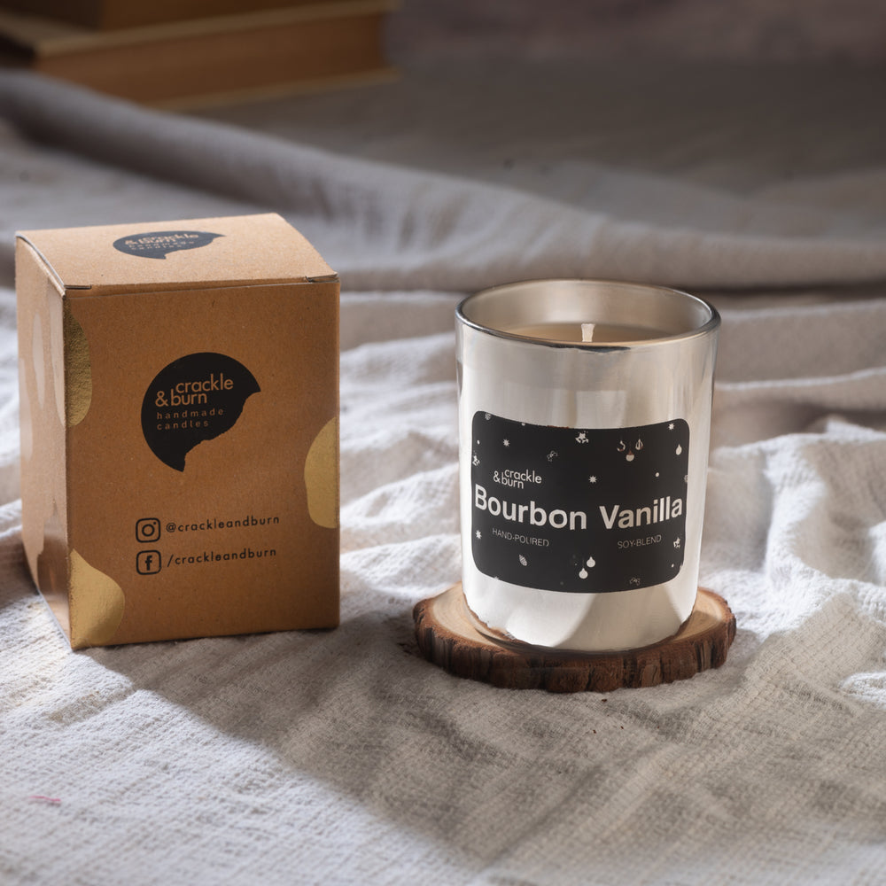 Bourbon Vanilla Scented Silver Jar Candle