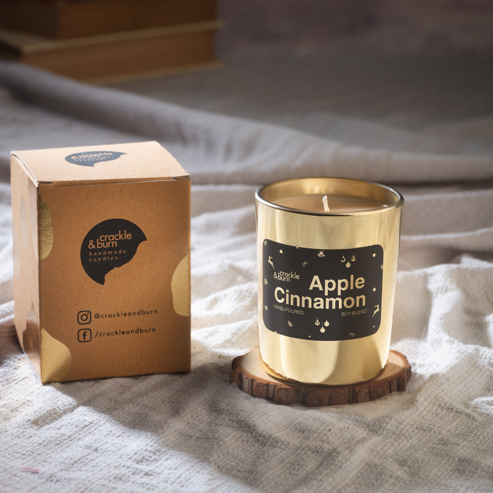 Apple Cinnamon Scented Golden Jar Candle