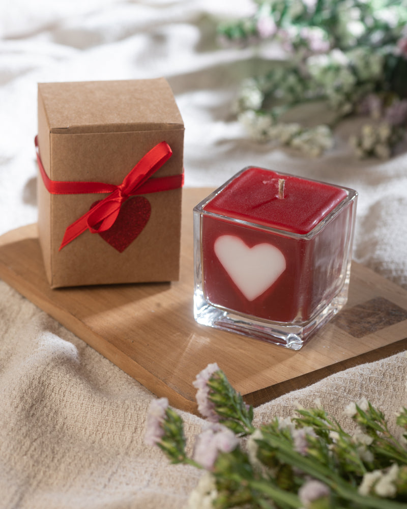 Rose-Scented Glass Candle (Red)