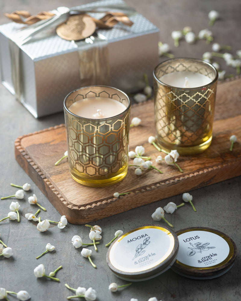 Moroccon Glass Candles - Set Of 2