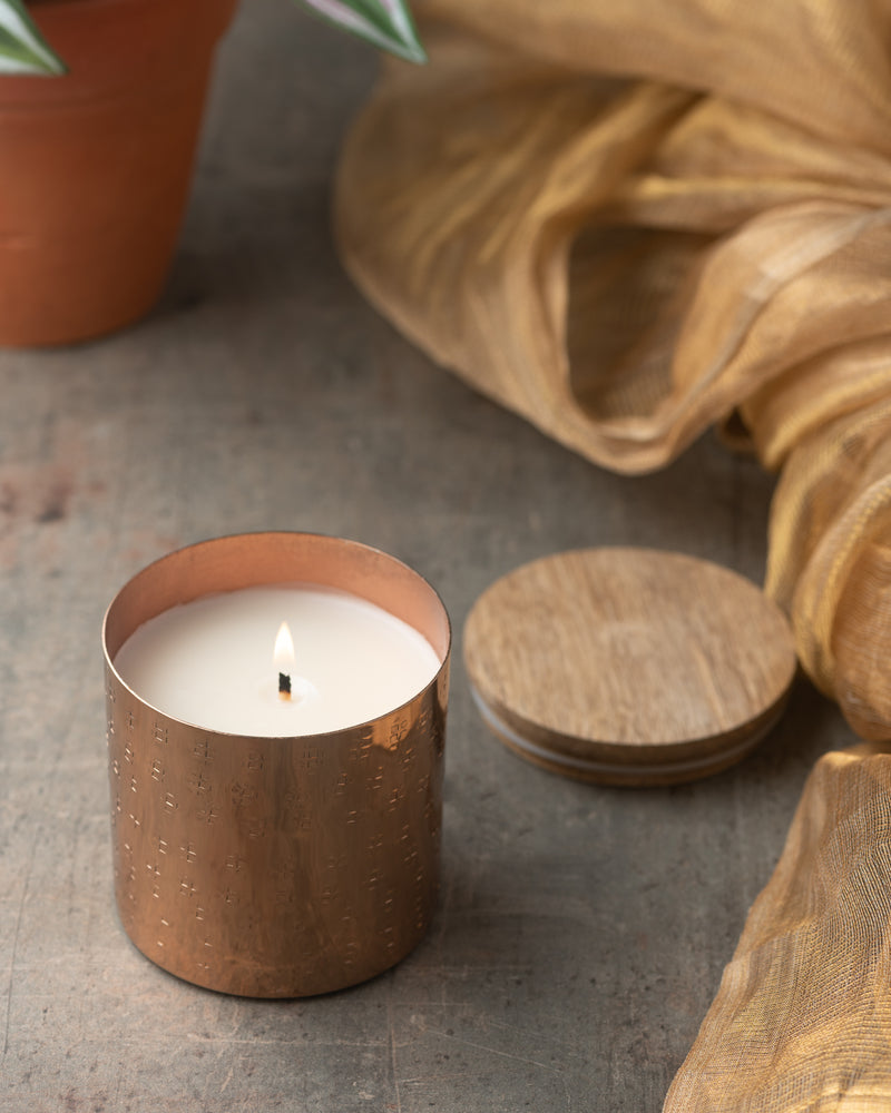 Metallic Embossed Candle - Rose Gold