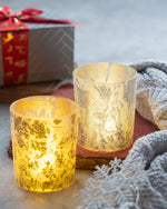 Gold & Silver Foil Glasses with Tealight Candles - Set of 2