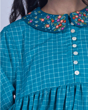 Hand woven Flared Top with Hand Embroidered Collar