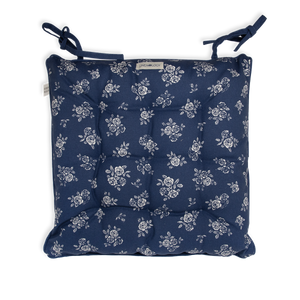 Chair Pad with Ties - English Rose - Navy