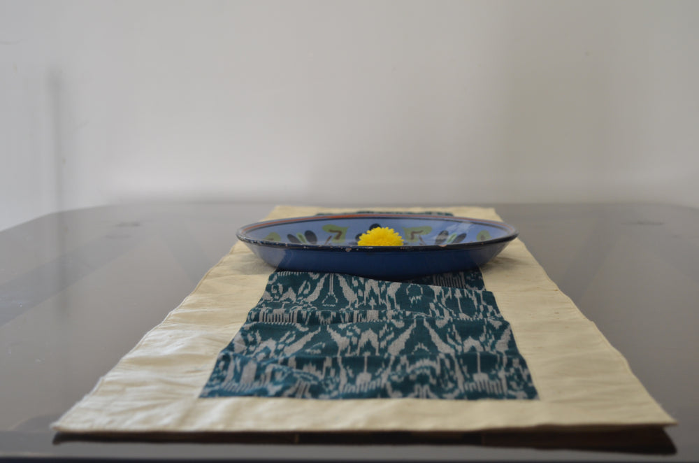 
                
                    Load image into Gallery viewer, Green Table Runner in Ikat &amp;amp; Raw Silk
                
            