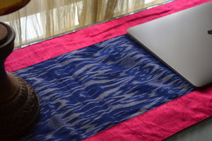 
                
                    Load image into Gallery viewer, Blue Table Runner in Ikat &amp;amp; Raw Silk
                
            