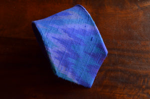 Raw Silk Ikat Necktie in Royal Blue