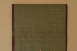 Naturally Dyed Jamdani Scarf (Long) in Green