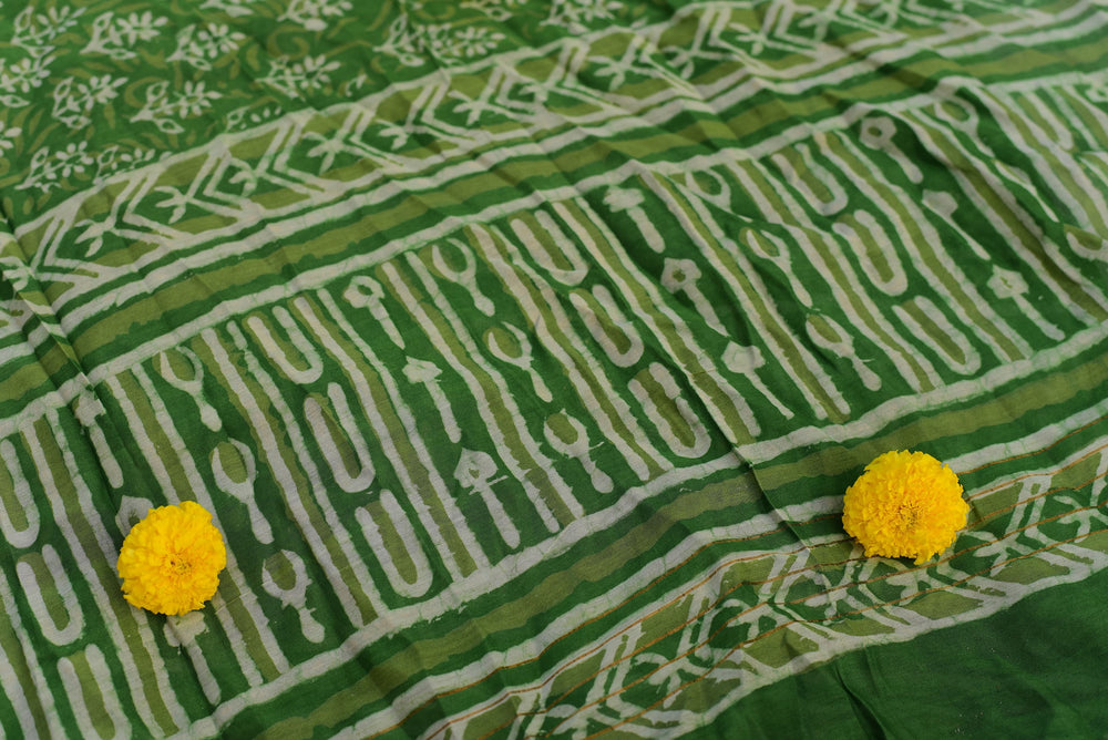 Kaisori Chanderi Silk Cotton Dupatta - Bagru