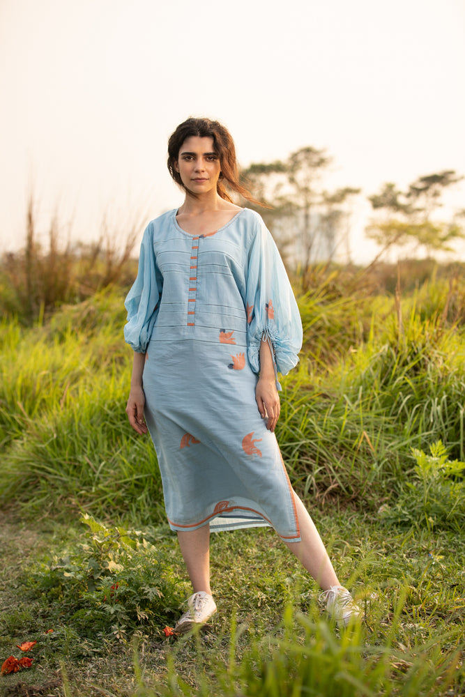 Blue Palash Side Slit Dress